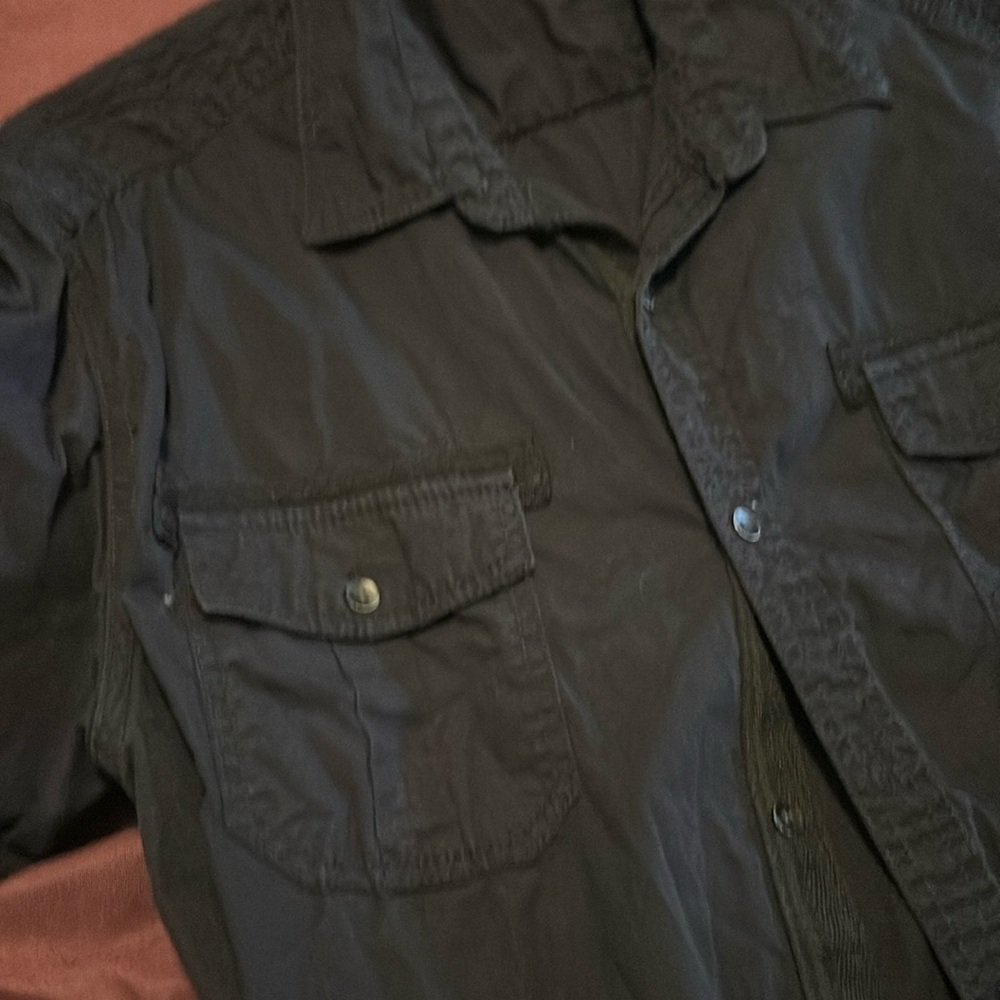 short sleeve black button down men’s